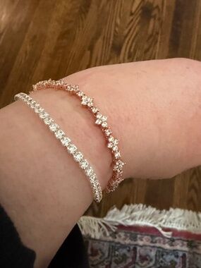 Rose Gold Tone Plated 925 Silver Tennis Bracelet with CZ Stones